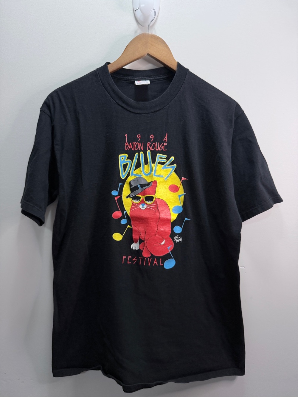 VINTAGE JERZEES USA '94 Baton Rouge Cat Graphic Tee Size L